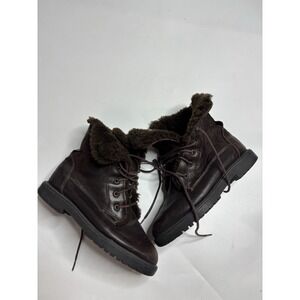 SANTANA Canada Women 7.5 Brown Leather Lace Up Ankle boots with Shearling Lining